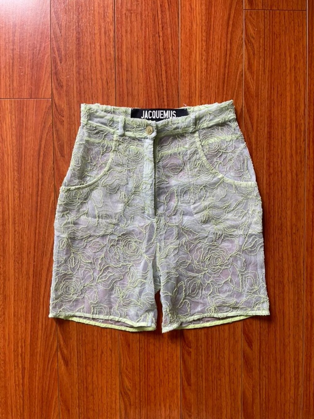 Jacquemus Sheer Lace Mint Shorts